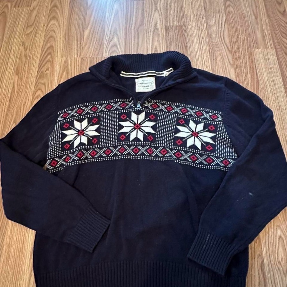 Men's Navy Blue Snowflake Sweater